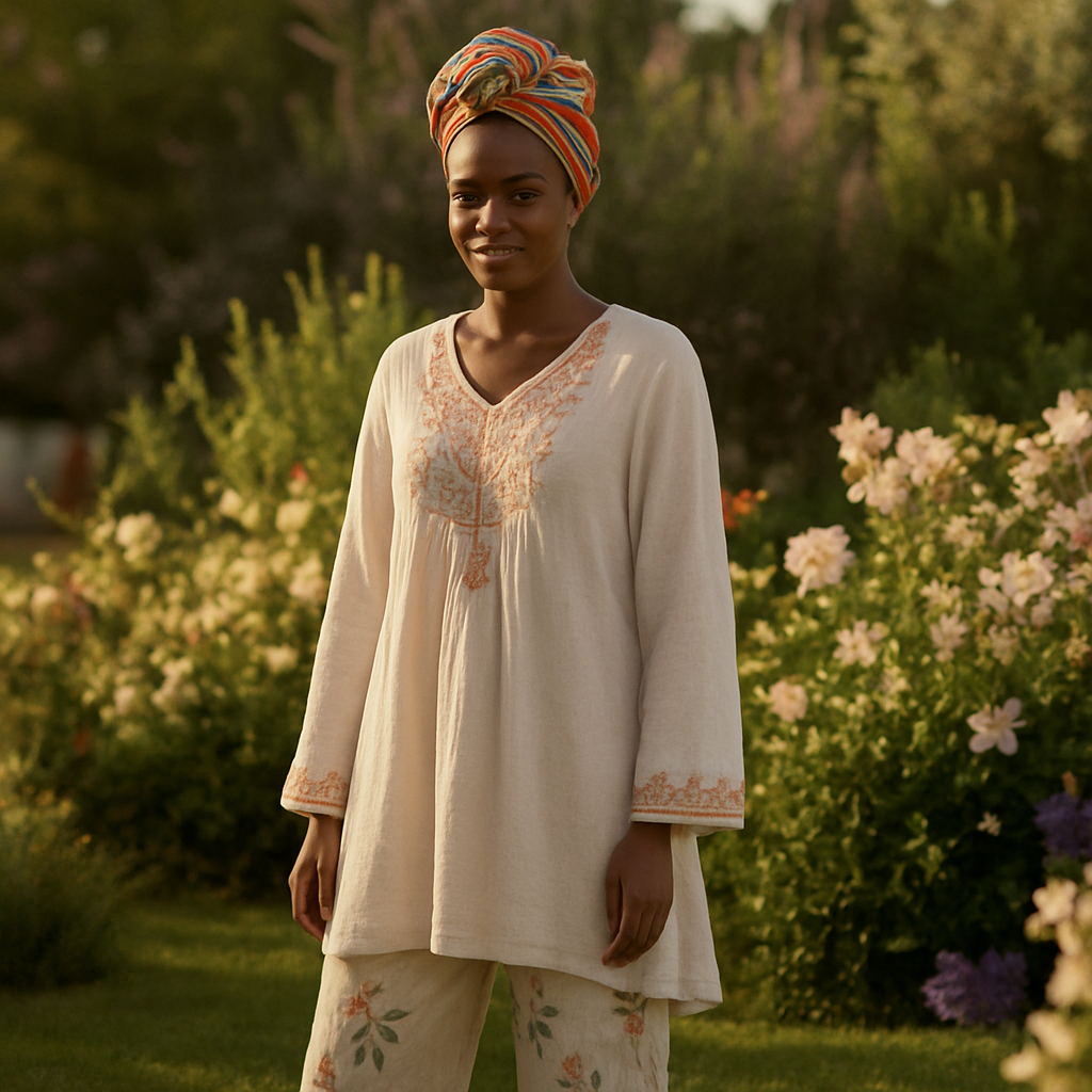 Boho Embroidered Flare Tunic Dress – Earthy Elegance with Cultural Charm