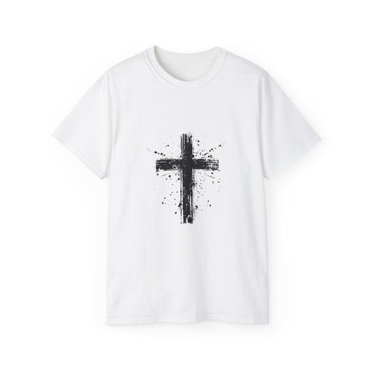 Black Cross Graphic Unisex Ultra Cotton Tee, Christian Shirt, Faith Tee, Religious Apparel, Casual Everyday Wear